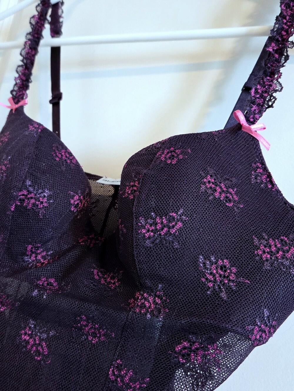 Intimissimi Vintage Plum Purple Floral Mesh Bustier Camisole Top Small Like New